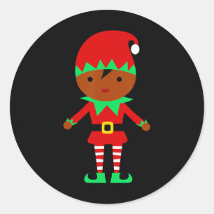 African American Christmas Santa Claus Elf Classic Round Sticker