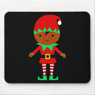 African American Christmas Santa Claus Elf  Mouse Mat