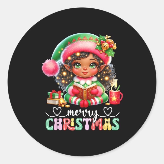 African American Christmas Shirt African Black Wom Classic Round Sticker (Front)