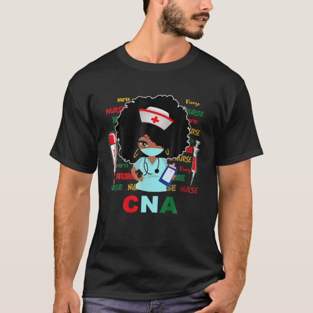 African American CNA Nurse Black History Month T-Shirt (Front)
