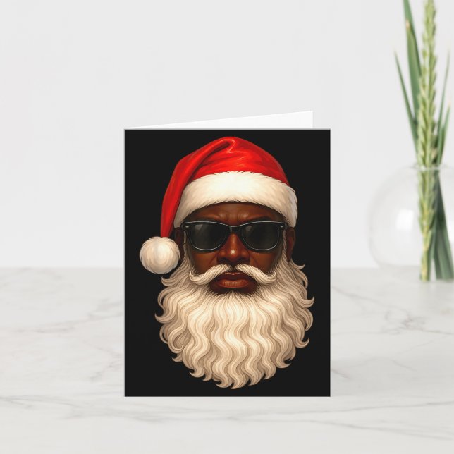 African American Cool Santa Claus Christmas Pajama Card (Front)