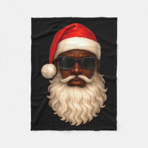African American Cool Santa Claus Christmas Pajama Fleece Blanket