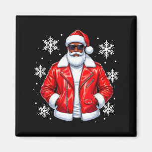African American Cool Santa Claus Christmas Pajama Magnet