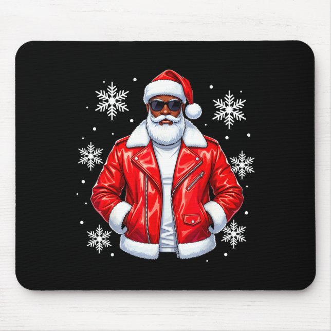 African American Cool Santa Claus Christmas Pajama Mouse Mat (Front)