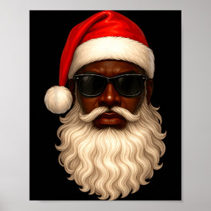 African American Cool Santa Claus Christmas Pajama Poster