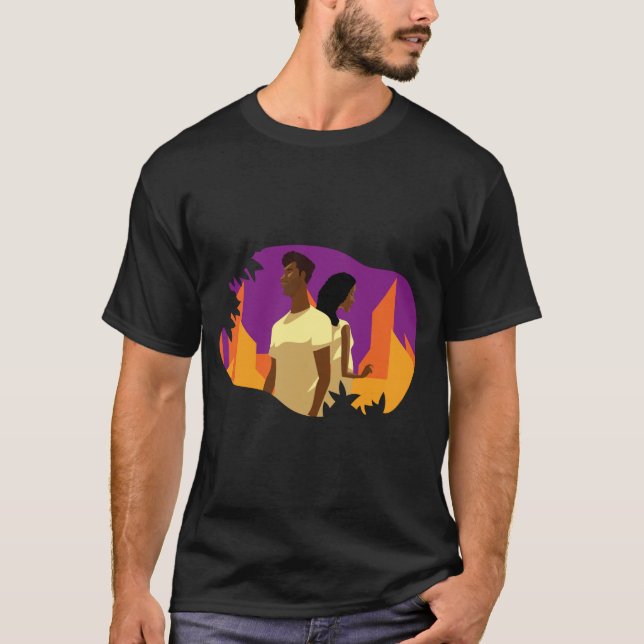 African American Couple Love Graphic T-Shirt (Front)