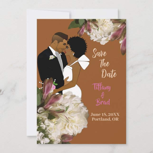 African American Couple Terracotta Save-the-date Save The Date (Front)