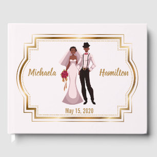 african american couple wedding guestbook