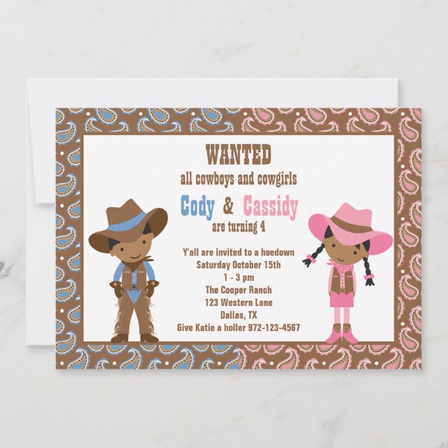 African American Cowboy and Cowgirl Invitations (Front)