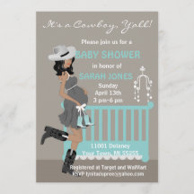 African American Cowboy Baby Shower Invitations