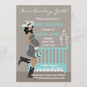 African American Cowboy Baby Shower Invitations