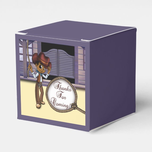 African American Cowboy Birthday Favour Box (Front Side)