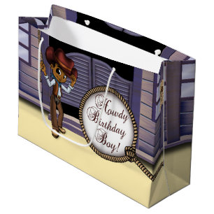 African American Cowboy Birthday Large Gift Bag