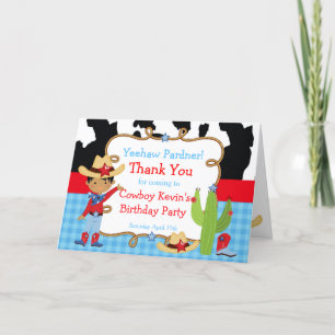 African American Cowboy Western Birthday Party Thank You Card