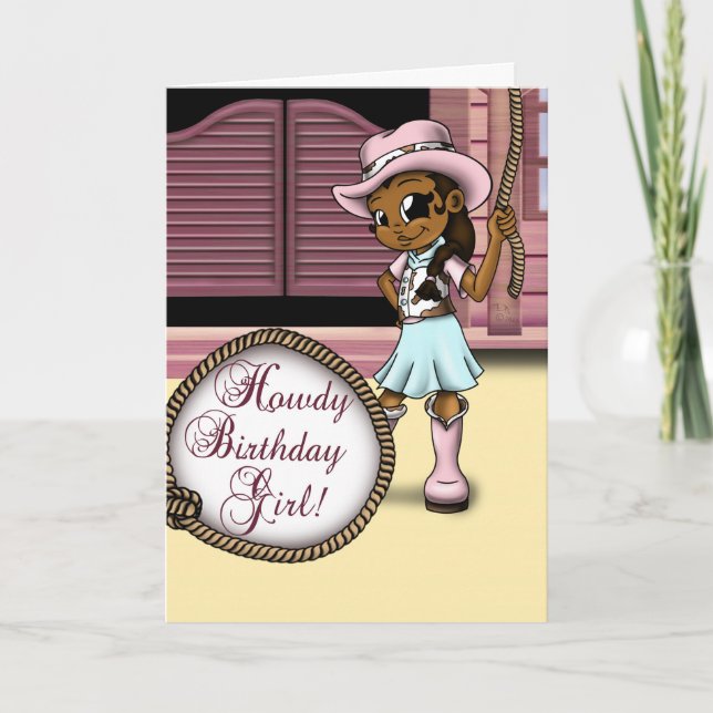 African American Cowgirl Birthday Card (Front)
