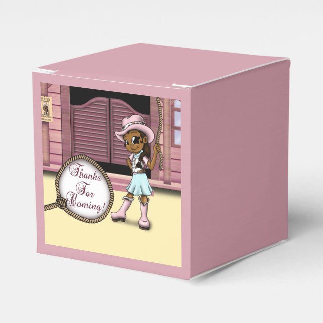 African American Cowgirl Birthday Favour Box (Front Side)
