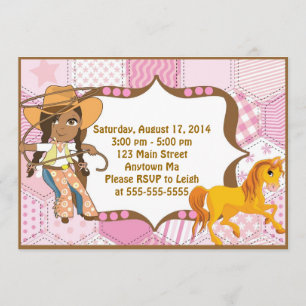 African American Cowgirl Birthday Invitation