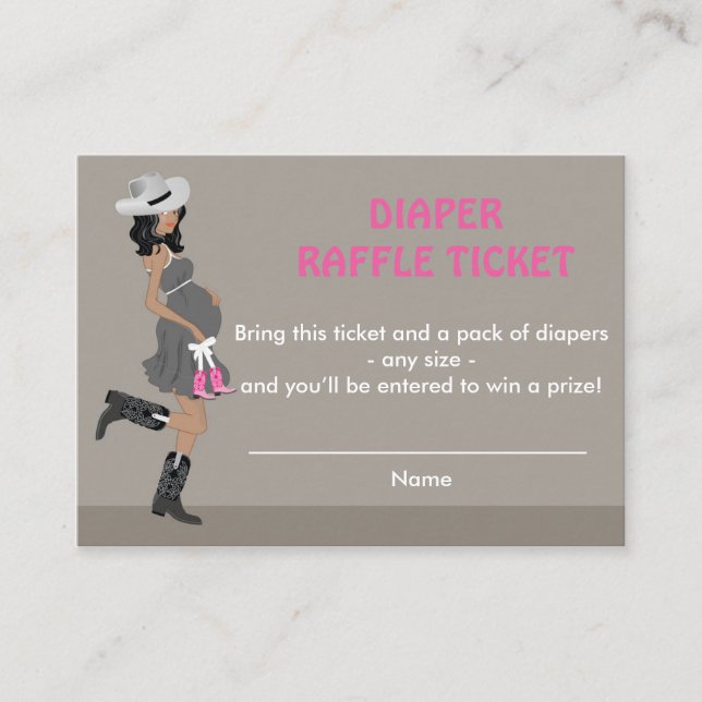 African American Cowgirl Diaper Raffle Tickets Enclosure Card (Front)