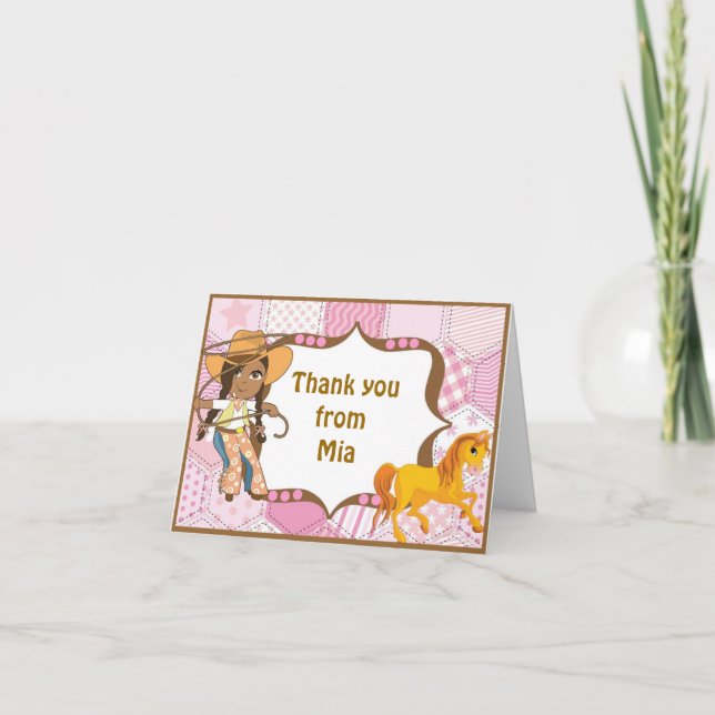 African American Cowgirl Thank You Note Card (Front)