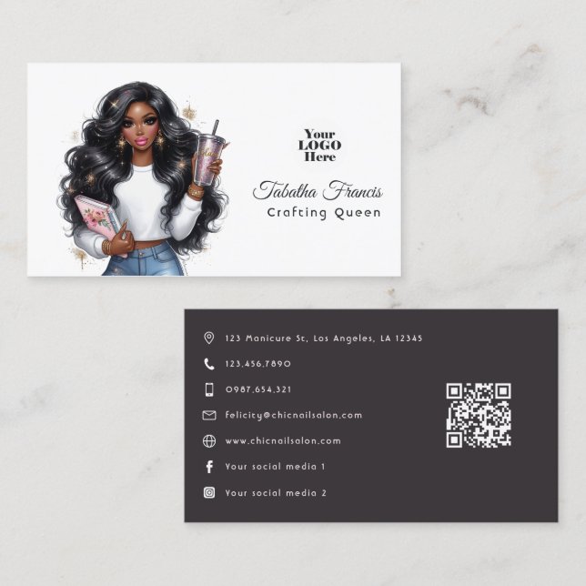 African American Crafting Queen Empowerment Art Business Card (Front/Back)
