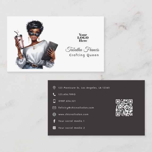 African American Crafting Queen Empowerment Art Business Card (Front/Back)