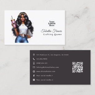 African American Crafting Queen Empowerment Art Business Card