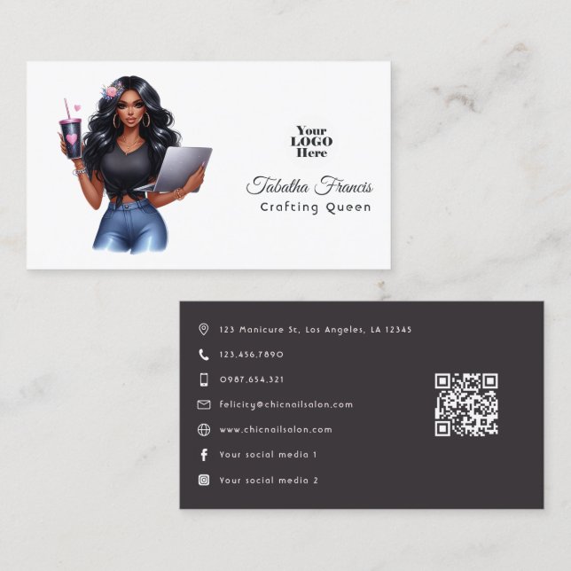 African American Crafting Queen Inspirational Business Card (Front/Back)