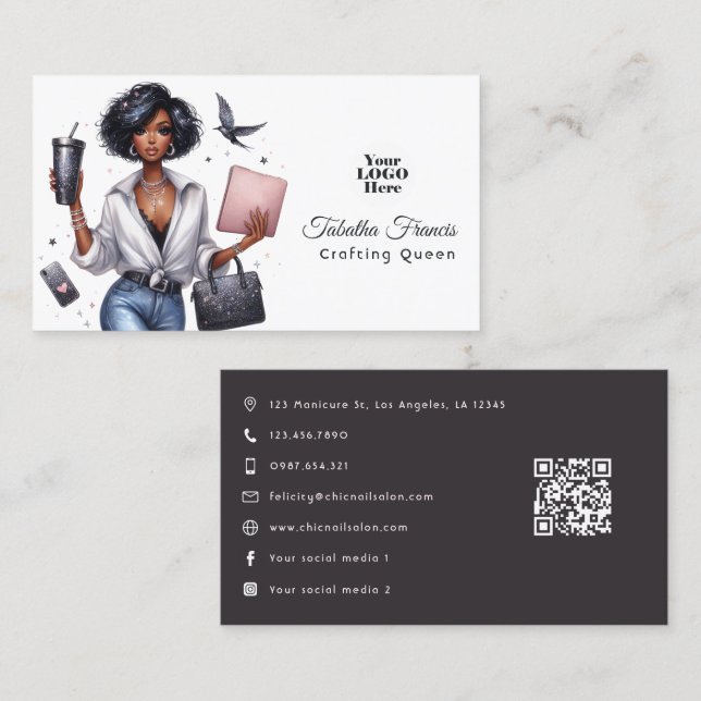 African American Crafting Queen Inspirational Business Card (Front/Back)