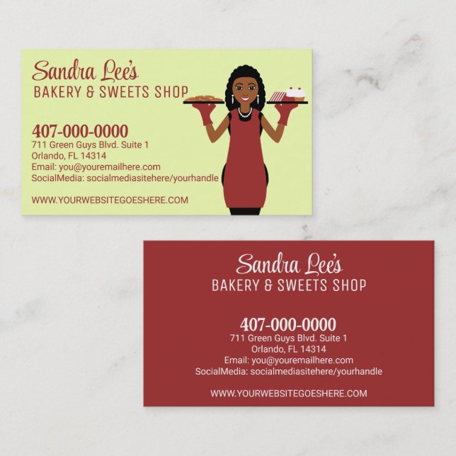 African American Cupcake Baker/Bakery Template Business Card (Front/Back)