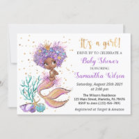 African American Cute Mermaid Baby Shower