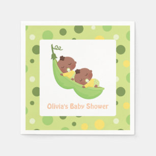 African American Cute Twins Baby Shower Napkins