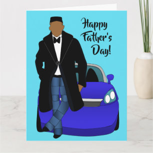 African American Dad Black Coat Father's Day Card
