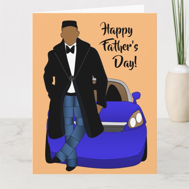 African American Dad Black Coat Father's Day Card (Front)