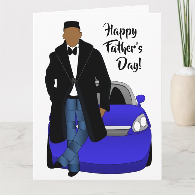 African American Dad Black Coat Father's Day Card (Front)