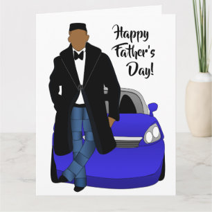 African American Dad Black Coat Father's Day Card
