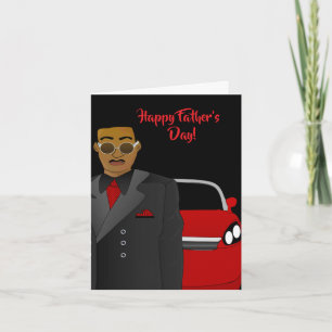 African American Dad Suit, Tie, & Car Father's Day Card