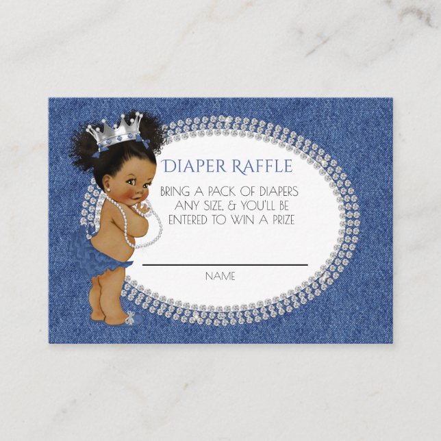 African American Denim & Diamonds Diaper Raffle Enclosure Card (Front)