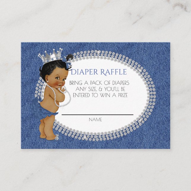 African American Denim & Diamonds Diaper Raffle Enclosure Card (Front)