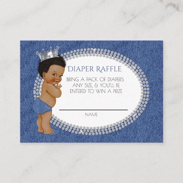 African American Denim & Diamonds Diaper Raffle Enclosure Card (Front)