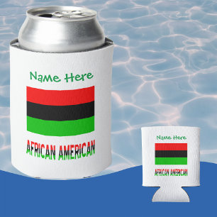 African American Diaspora Flag Green Personal Can Cooler