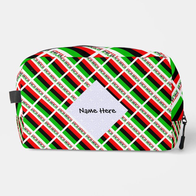 African American Diaspora Flag Green Personalised Dopp Kit (Front)