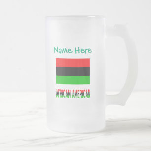 African American Diaspora Flag Green Personalised  Frosted Glass Beer Mug