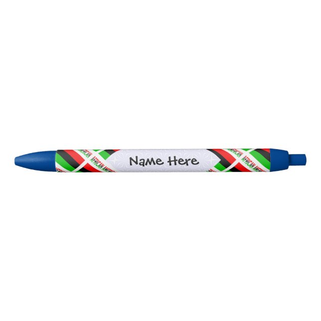 African American Diaspora Flag Tiled Personalised  Black Ink Pen (Front)