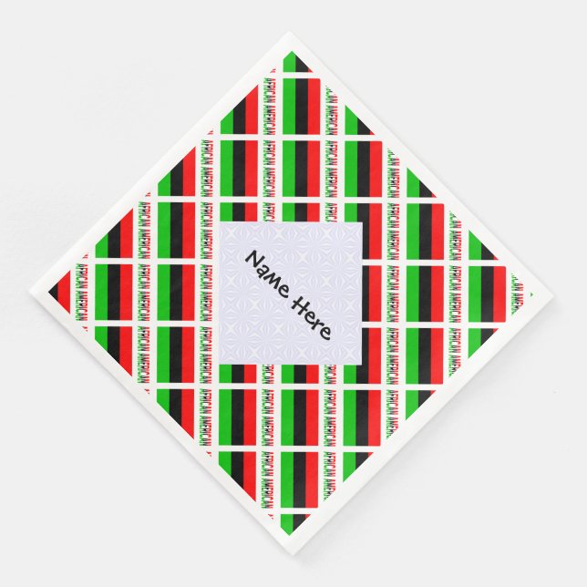 African American Diaspora Flag Tiled Personalised  Napkin (Corner)