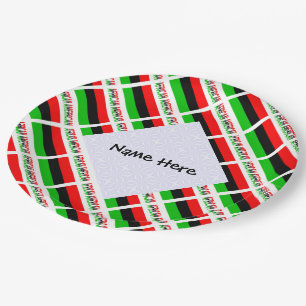 African American Diaspora Flag Tiled Personalised  Paper Plate