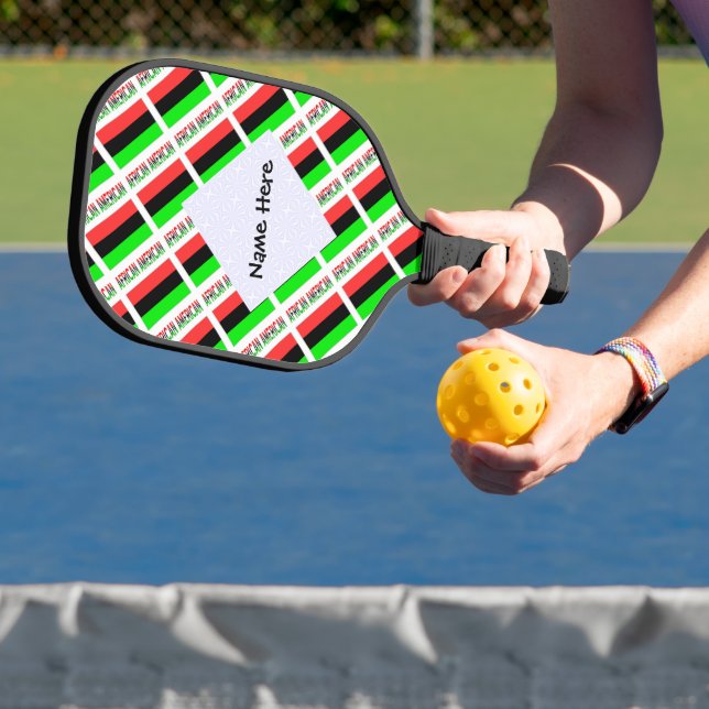 African American Diaspora Flag Tiled Personalised  Pickleball Paddle (Insitu)