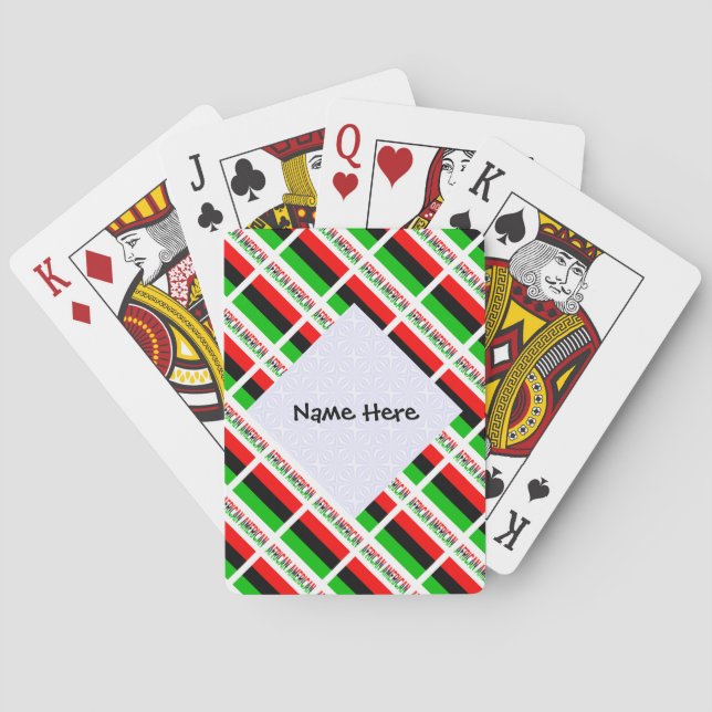 African American Diaspora Flag Tiled Personalised  Playing Cards (Back)