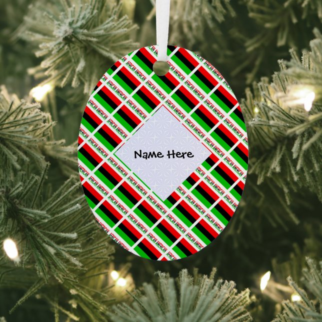 African American Diaspora Flag Tiled Personalized  Metal Tree Decoration (Insitu)