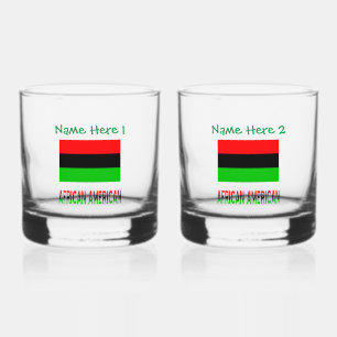 African American Diaspora Green Personalisation Whiskey Glass