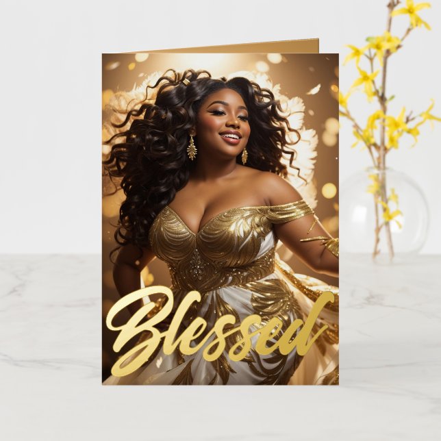  African American Diva Elegant Blessed Holiday (Yellow Flower)